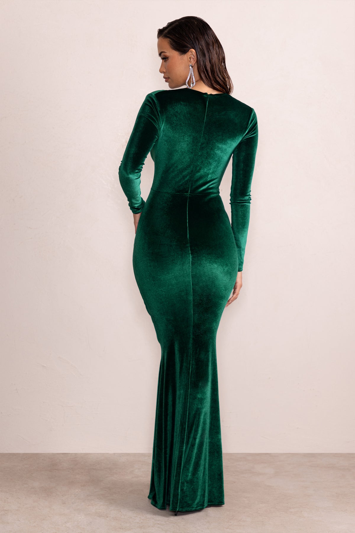 Velvet maxi long sleeve dress Clearance