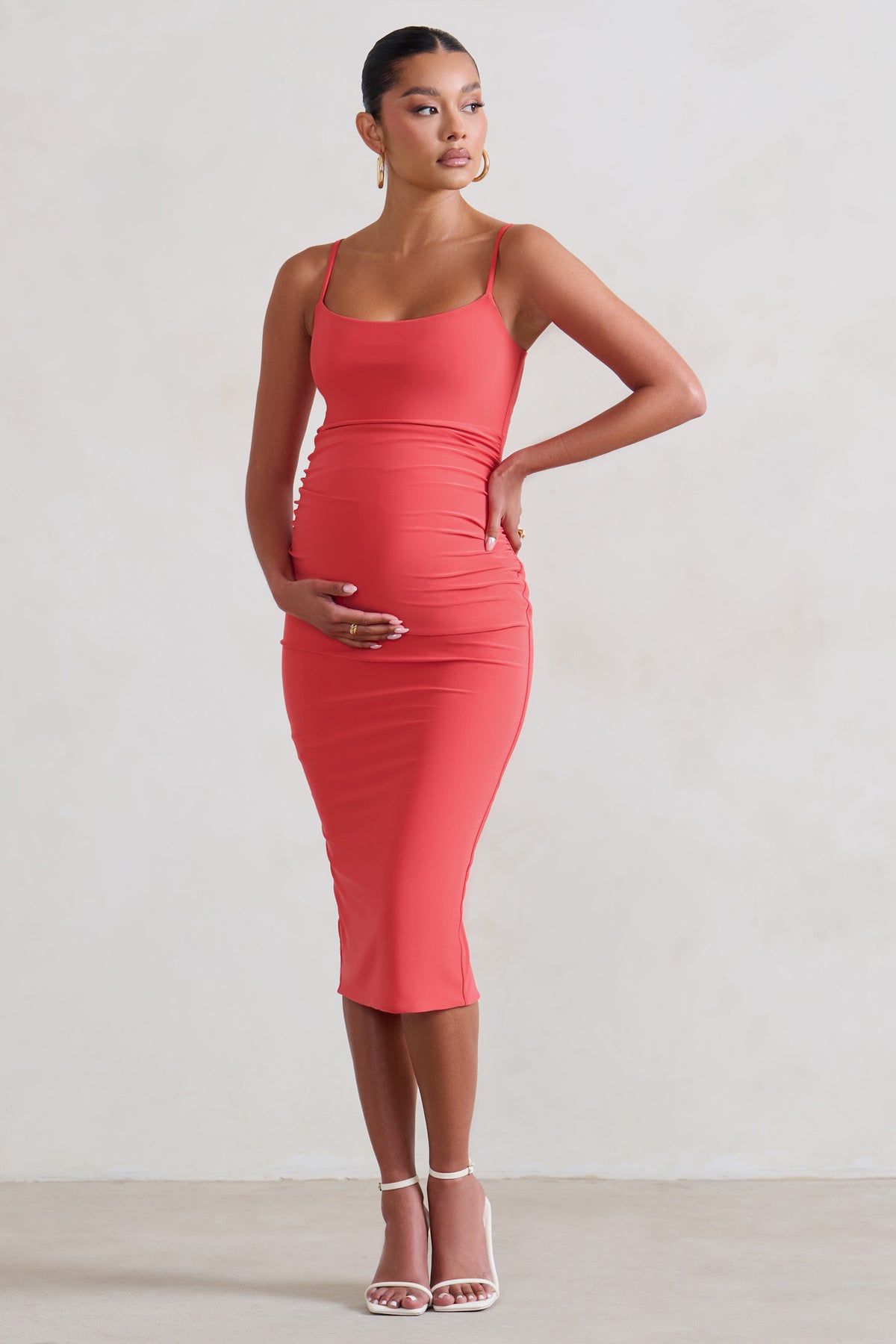 Contour White Maternity One Shoulder Bodycon Midi Dress – Club L London - UK