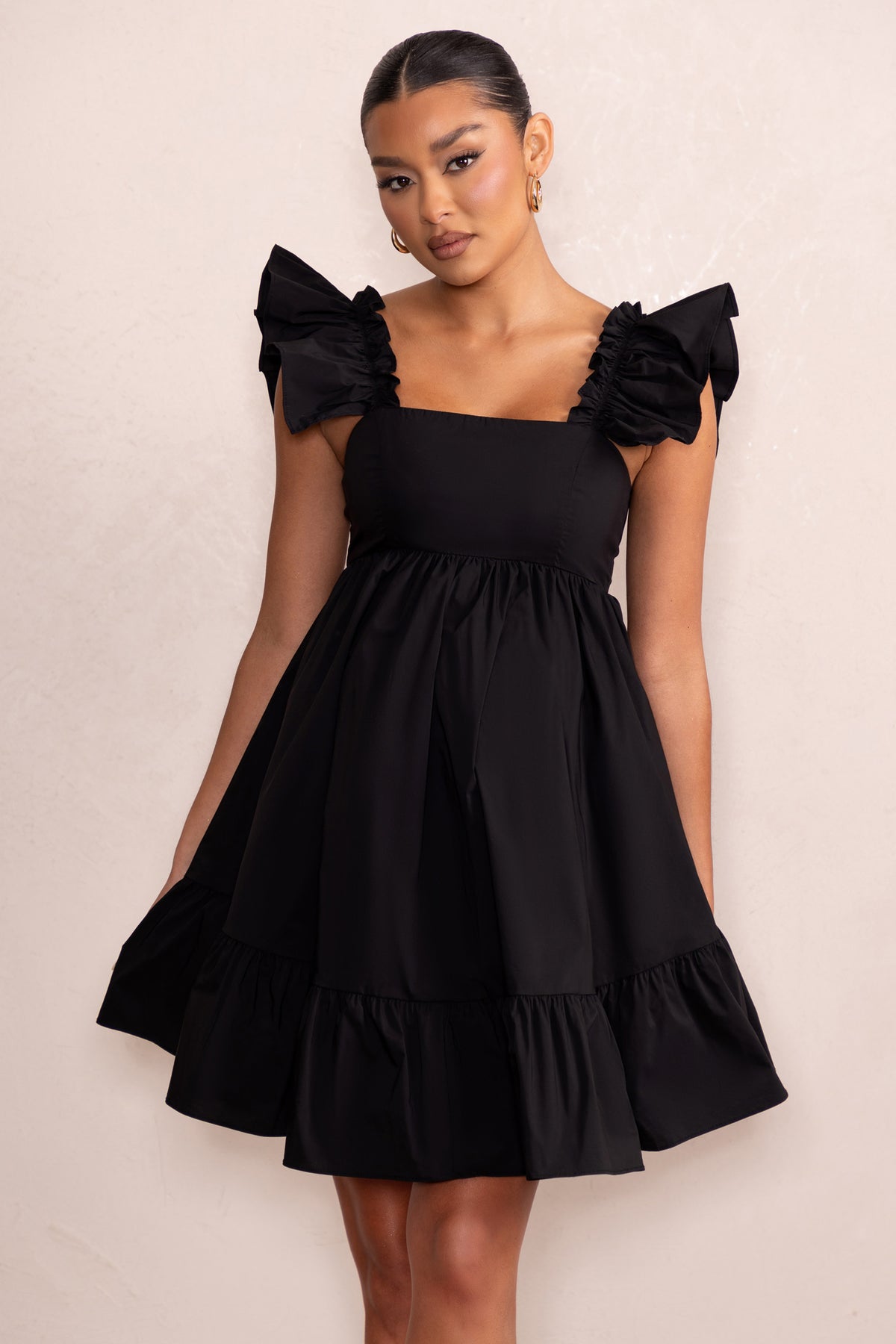 Dolly Daze Black Maternity Ruffle Mini Dress – Club L London - UK