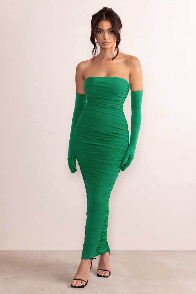 Green strapless 2024 midi dress