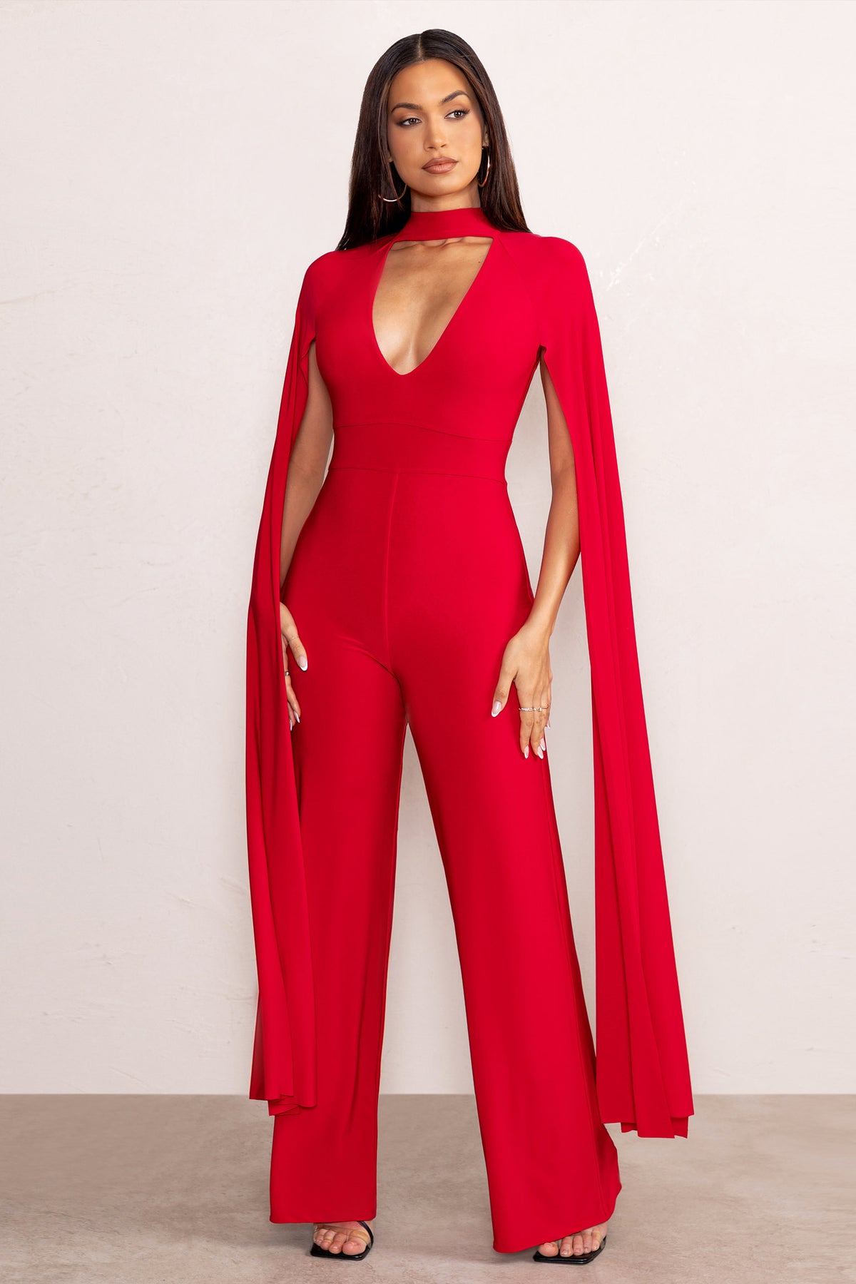 Cape Detail Jumpsuit in Pink  Chi Chi London