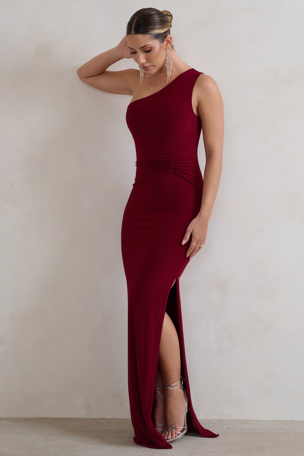 Kary Berry One Shoulder Thigh Split Maxi Dress – Club L London - UK