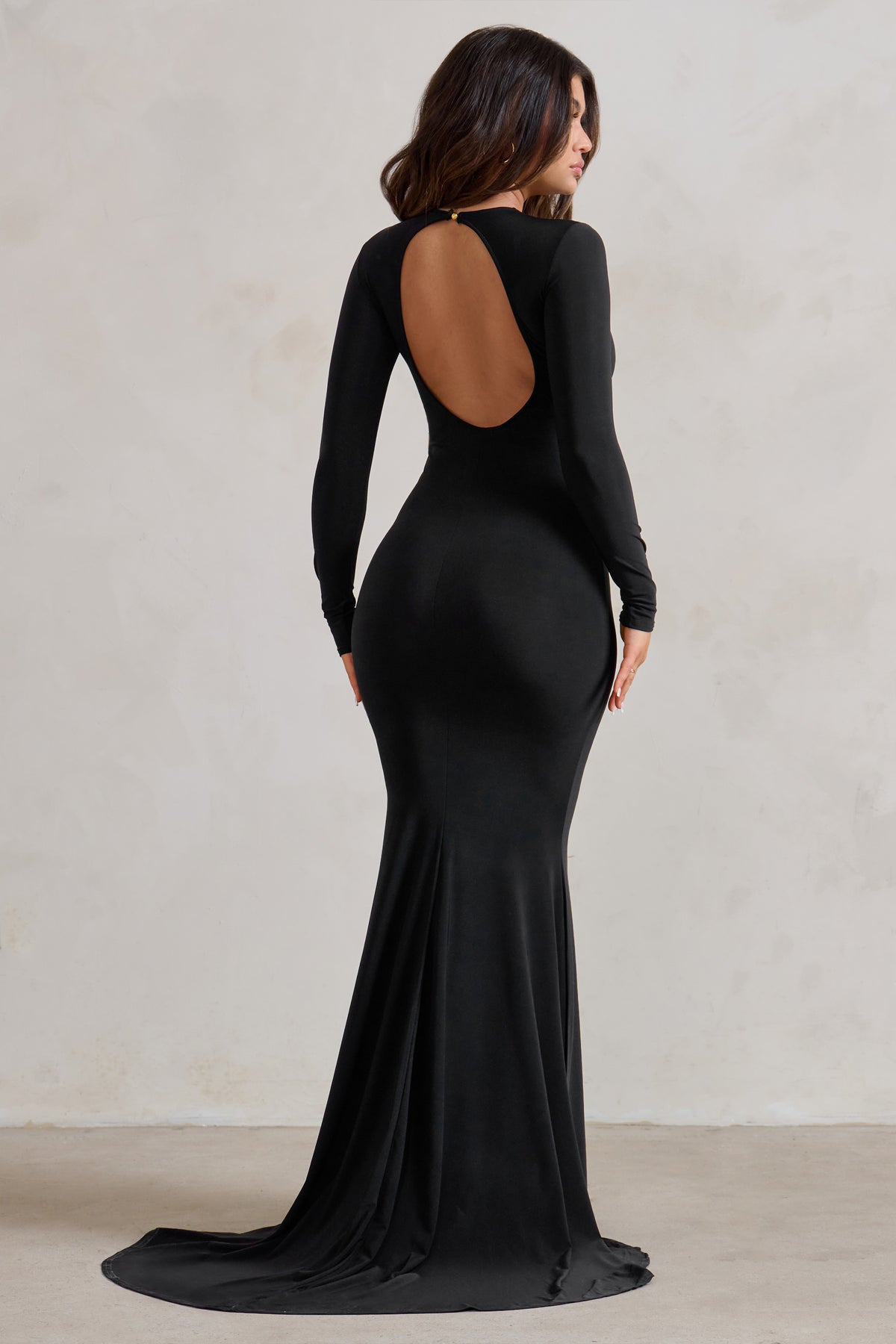 Black Sheer Jersey Backless Maxi Dress | Lauryn – motelrocks.com