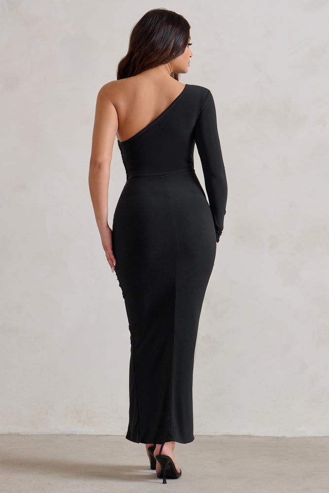 Black maxi best sale dress one shoulder