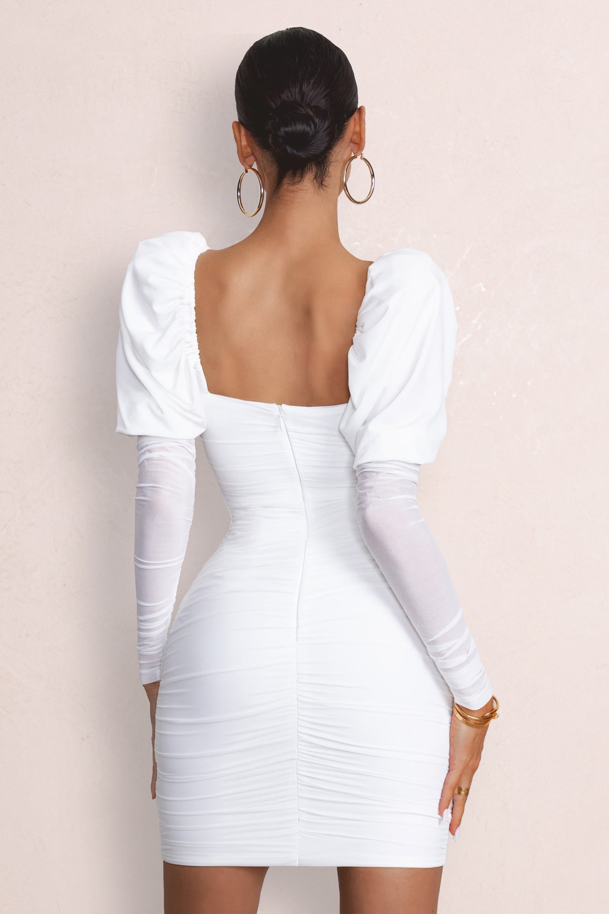 Puff-sleeved Dress - White - Ladies | H&M US