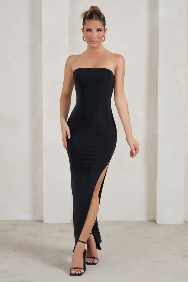 Black Plisse Split Leg Maxi Dress Dresses PrettyLittleThing, 44% OFF