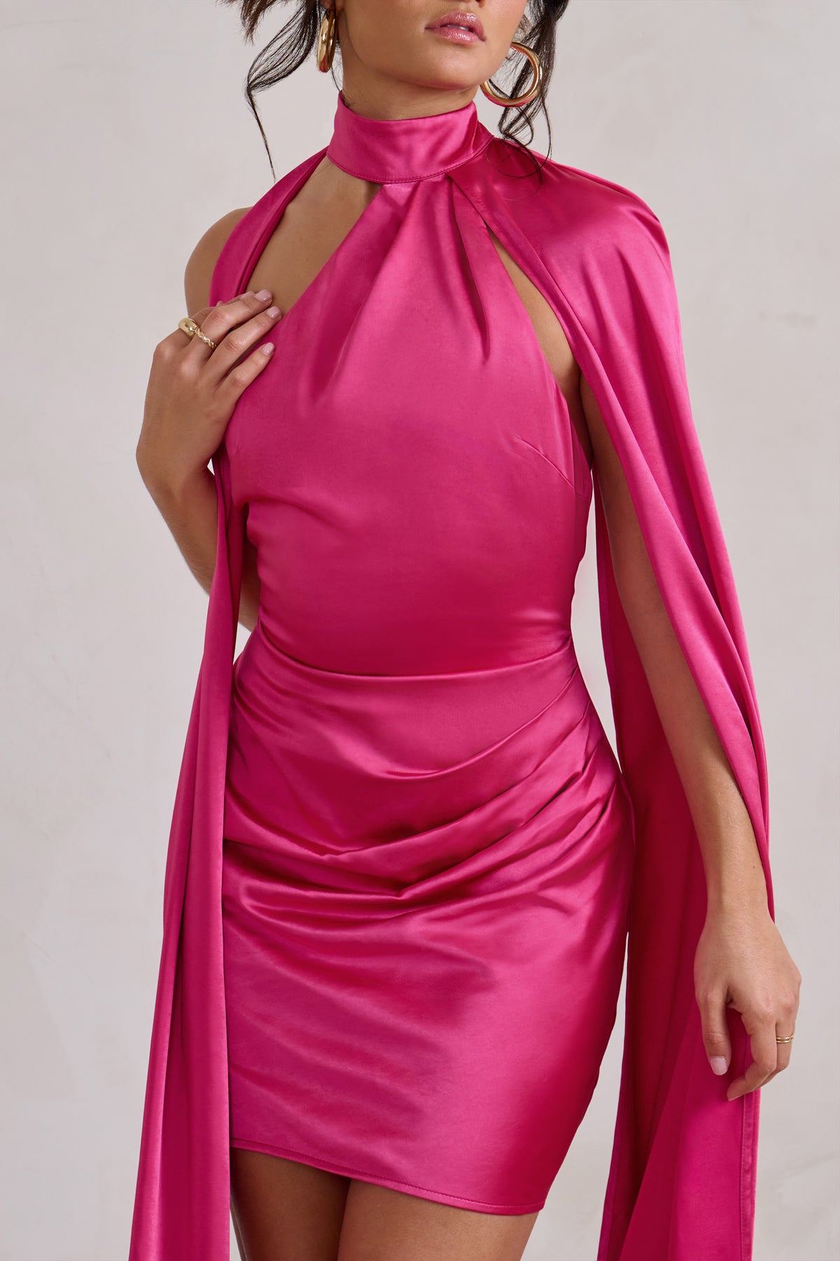 Hot pink hotsell satin dress mini