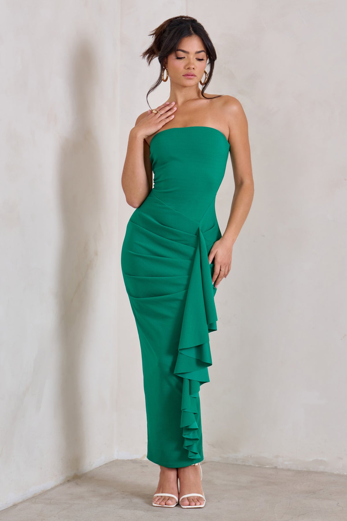 Fleur Green Bandeau Ruffle Maxi Dress – Club L London - UK